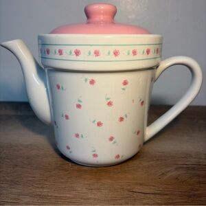 Vintage Ceramic Rosebud Collections Tea Pot With Pretty Pink Roses & Lid mmm